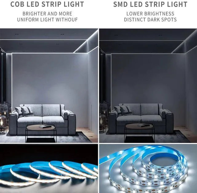 Alt view image 7 of 7 - ZSLAIFU 5V USB White 3.28FT Dimmable COB LED Strip Light, High Brightness Short LED Strip for Display Cabinet, Living Room, TV Lights