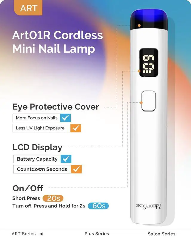 Alt view image 2 of 6 - MelodySusie P-ART01R Handheld Flash Cure Nail Lamp with Eye-Protection Cover