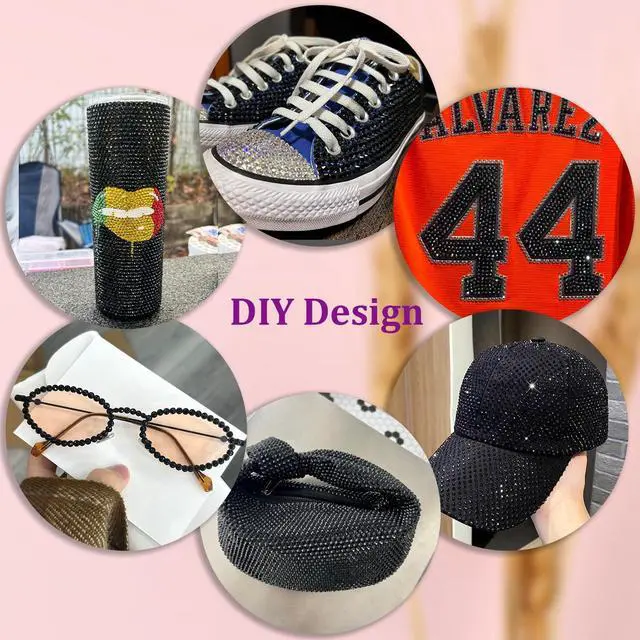 Alt view image 3 of 7 - 32000 Pcs Black Flatback Resin Rhinestone Gems Crystal Bedazzler Kit with 3 Pcs 10ml B7000 Jewelry Glue and Tweezers for Makeup Crafting Nail Art