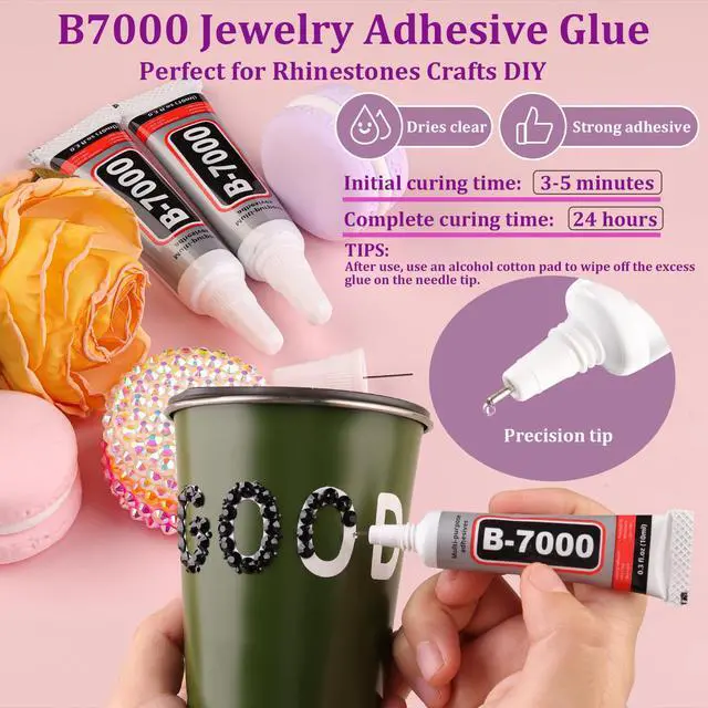 Alt view image 4 of 7 - 32000 Pcs Black Flatback Resin Rhinestone Gems Crystal Bedazzler Kit with 3 Pcs 10ml B7000 Jewelry Glue and Tweezers for Makeup Crafting Nail Art