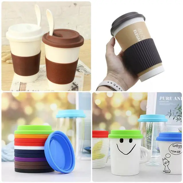 Alt view image 6 of 6 - Reusable Silicone Lids for Mugs and Cups, 2-Pack, White