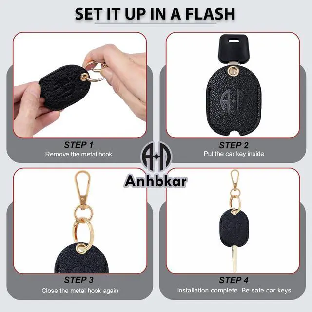 Alt view image 4 of 6 - Leather Key Cover for Car Key Loop Replacement