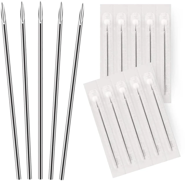 Main image of BodyJ4You 10PC 16G Sterile Disposable Sharp Surgical Stainless Steel Piercing Needles - Nose Septum Ear Tragus Helix Labret Nipple Lip Navel