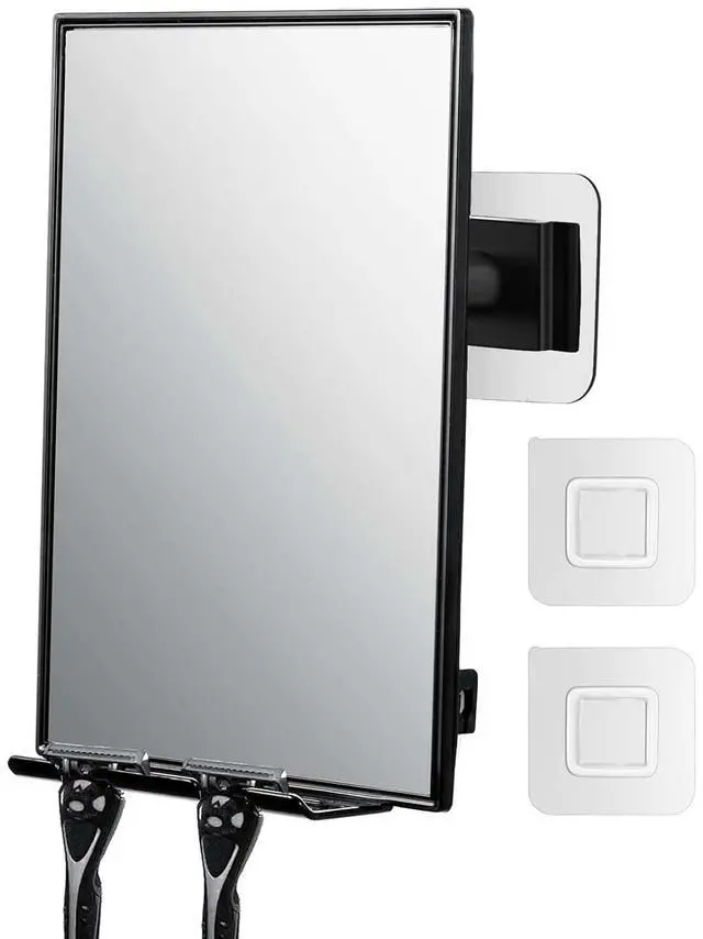 Main image of LFOYOU Shower Mirror with Squeegee for Shaving & Face Washing, 360 Rotation Adjustable, Built-in Two Razor Holders, Easy Install Home Shower Accessory (Not Fogless)