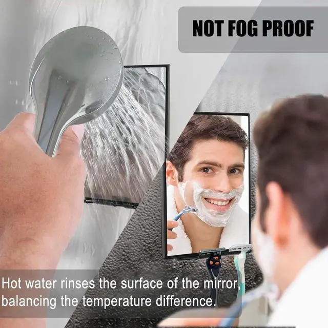 Alt view image 2 of 7 - LFOYOU Shower Mirror with Squeegee for Shaving & Face Washing, 360 Rotation Adjustable, Built-in Two Razor Holders, Easy Install Home Shower Accessory (Not Fogless)