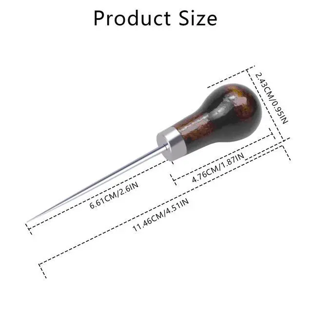 Alt view image 6 of 7 - 6 PCS Gourd Shape Wooden Handle Scratch Awl Sewing Tool for Leather Craft Cloth Pouch Hole DIY Handmade