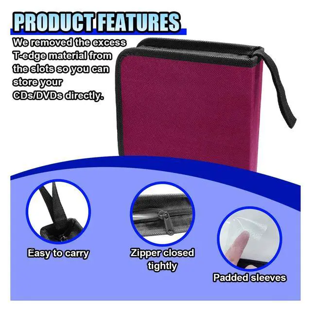 Alt view image 4 of 6 - 40 Capacity CD/DVD Disc Storage Binder Wallet for Car, Purple