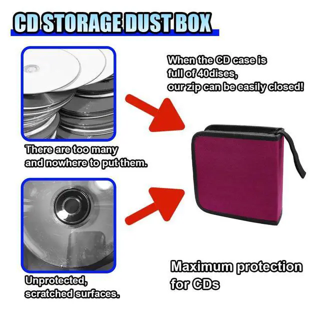 Alt view image 5 of 6 - 40 Capacity CD/DVD Disc Storage Binder Wallet for Car, Purple