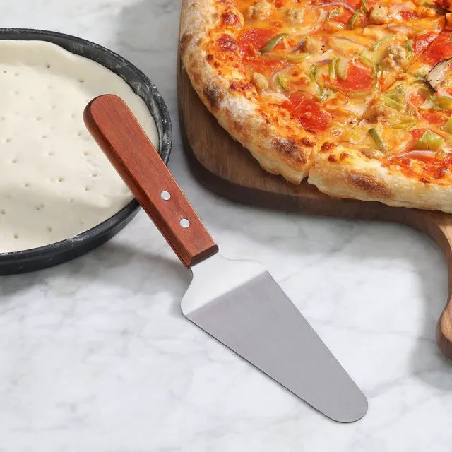 Alt view image 6 of 7 - New Star Foodservice 10-Inch Stainless Steel Pie Server with Wood Handle - Restaurant Grade Cake, Pie, Pizza Slice and Dessert Serving Spatula