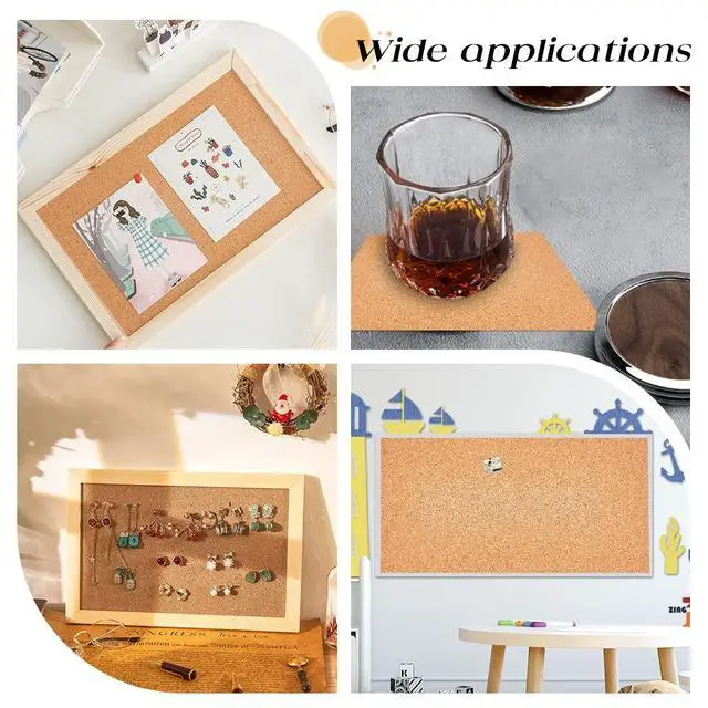 Alt view image 3 of 5 - OLYCRAFT 10 Sheets 1mm Thick Cork 12x6.1 Inch Brown Rectangle Wooden Tiles for Coaster Placemat Kitchen Dining DIY Crafts Supplies