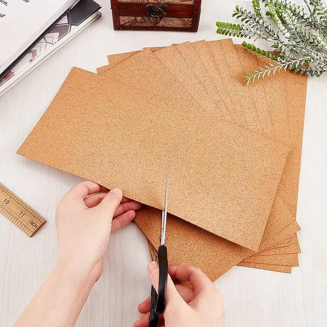 Alt view image 4 of 5 - OLYCRAFT 10 Sheets 1mm Thick Cork 12x6.1 Inch Brown Rectangle Wooden Tiles for Coaster Placemat Kitchen Dining DIY Crafts Supplies