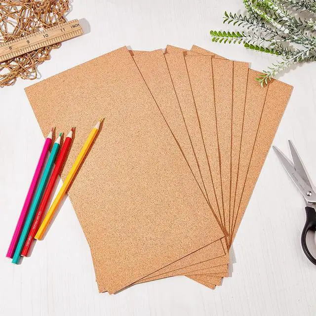 Alt view image 2 of 5 - OLYCRAFT 10 Sheets 1mm Thick Cork 12x6.1 Inch Brown Rectangle Wooden Tiles for Coaster Placemat Kitchen Dining DIY Crafts Supplies
