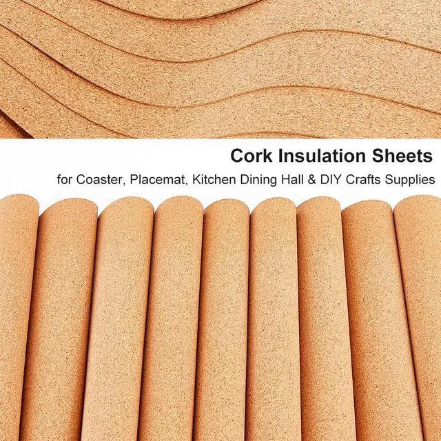 Alt view image 5 of 5 - OLYCRAFT 10 Sheets 1mm Thick Cork 12x6.1 Inch Brown Rectangle Wooden Tiles for Coaster Placemat Kitchen Dining DIY Crafts Supplies