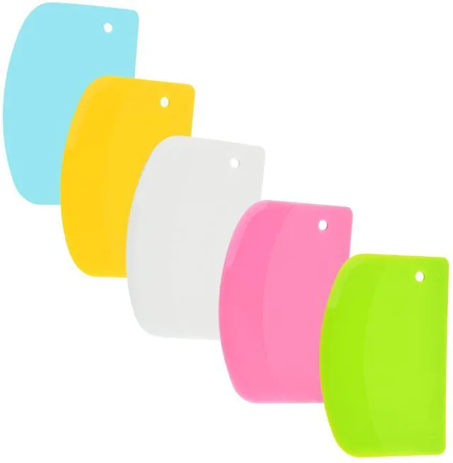 Alt view image 3 of 5 - 5 Pack Plastic Dough Scraper, Bench Scraper, Bowl Spatula, Pastry Cutter, 5.3x3.6 Inch, for Bread Dough, Pastry, Pizza, Baking Cake, Multicolor