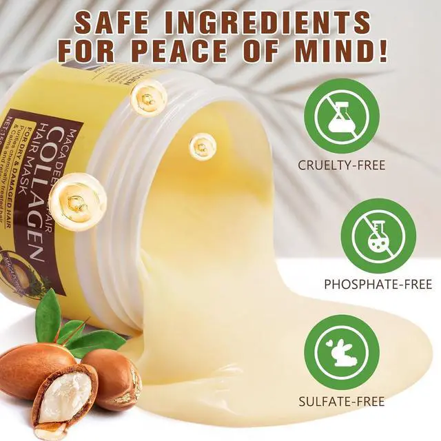 Alt view image 6 of 7 - Collagen Hair Mask with Maca Essence, Deep Repair Conditioner for Dry Damaged Hair, Hydrating and Moisturizing Treatment, 150ml