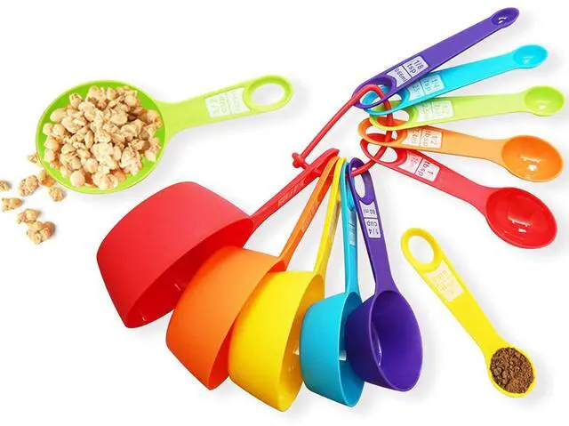 Main image of 12 Piece Measuring Cups and Spoons Set, Durable Nesting, Colored Kitchen Measuring Tools, Dishwasher Safe for Dry and Liquid