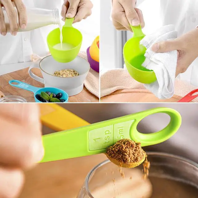 Alt view image 5 of 7 - 12 Piece Measuring Cups and Spoons Set, Durable Nesting, Colored Kitchen Measuring Tools, Dishwasher Safe for Dry and Liquid