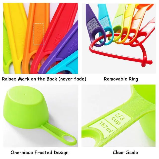 Alt view image 3 of 7 - 12 Piece Measuring Cups and Spoons Set, Durable Nesting, Colored Kitchen Measuring Tools, Dishwasher Safe for Dry and Liquid