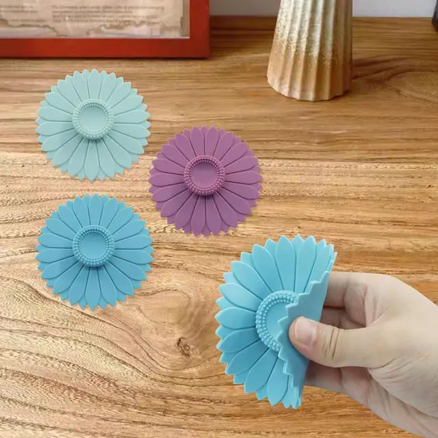 Alt view image 4 of 5 - Hitefu Sunflower Silicone Cup Covers, Set of 3, Multicolored