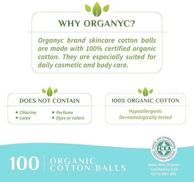 Alt view image 4 of 5 - Organyc 100% Organic Cotton Balls for Sensitive Skin, 100 Count
