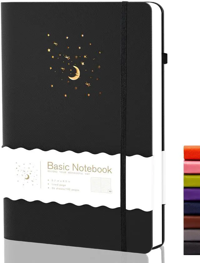 Main image of CAGIE A5 Lined Dream Journal Notebook Diary for Women Men, Black