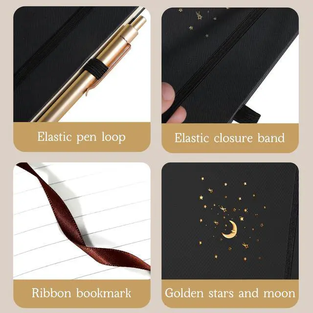 Alt view image 2 of 6 - CAGIE A5 Lined Dream Journal Notebook Diary for Women Men, Black