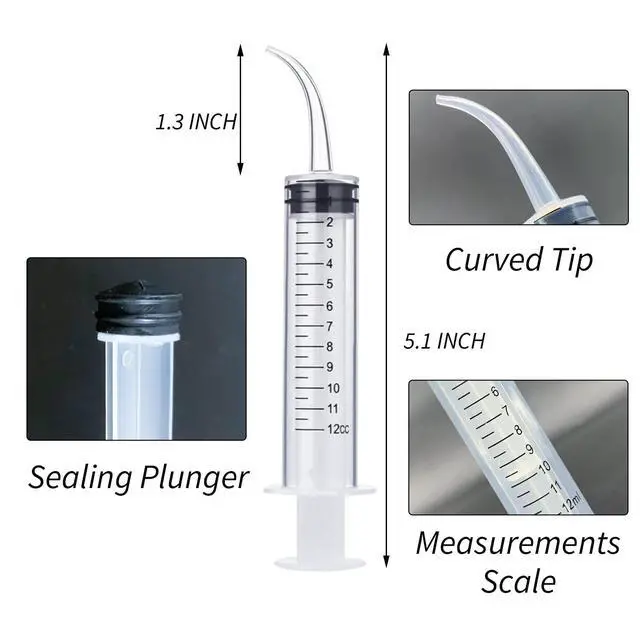Alt view image 6 of 7 - 5 Pack Wisdom Teeth Irrigation Syringes with Measure Scale and Curved Tip for Oral Care and Tonsil Stone