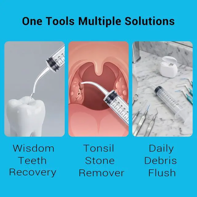Alt view image 4 of 7 - 5 Pack Wisdom Teeth Irrigation Syringes with Measure Scale and Curved Tip for Oral Care and Tonsil Stone