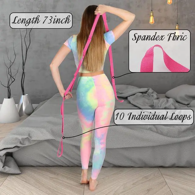 Alt view image 4 of 6 - Scotamalone 10 Loops Non-Elastic Stretching Strap for Yoga, Physical Therapy, Home Workout, Exercise, Pilates, Gymnastics - Aesthetic Packaging for Women & Men