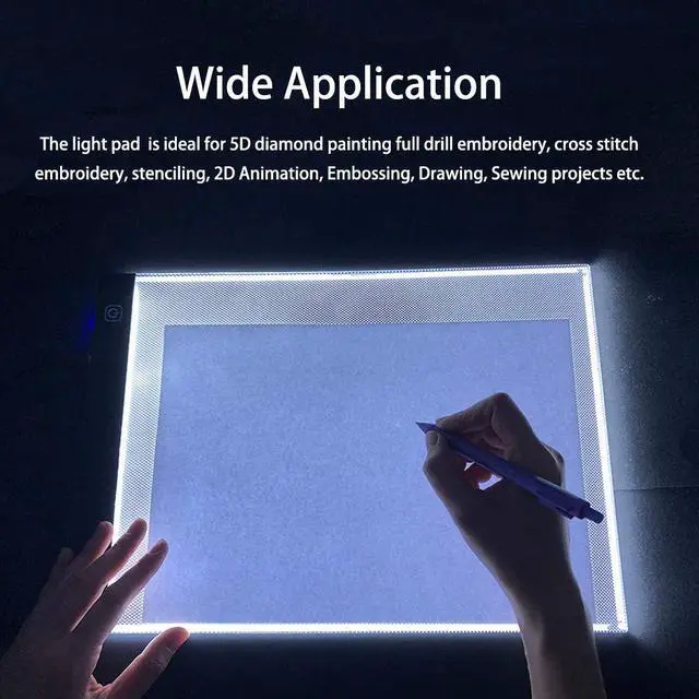 Alt view image 6 of 6 - A4 Light Pad for Diamond Painting, USB Powered Diamond Art Light Board