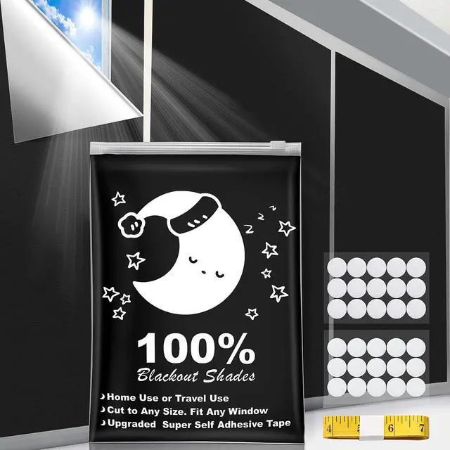 Main image of Blackout Curtains 40"x57" with 15 Pair Hook & Loop Tabs Stick-on, Portable Temporary Shades for Windows - Baby/Travelers/Bedroom