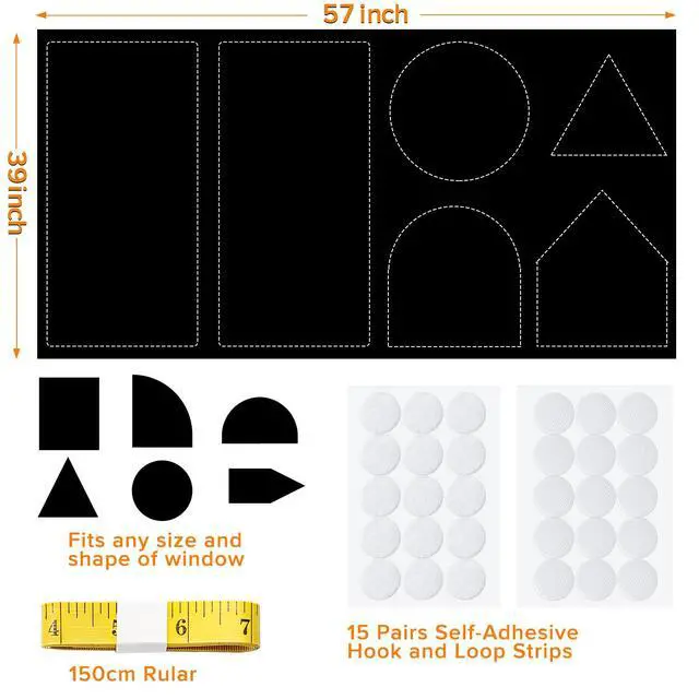Alt view image 4 of 6 - Blackout Curtains 40"x57" with 15 Pair Hook & Loop Tabs Stick-on, Portable Temporary Shades for Windows - Baby/Travelers/Bedroom