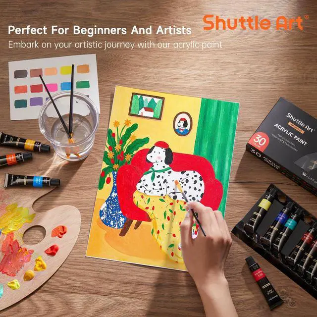 Alt view image 3 of 6 - Shuttle Art Acrylic Paint Set, 30x12ml Tubes, Artist Quality, Nontoxic, Rich Pigments, for Kids & Adults, for Canvas, Wood, Clay, Fabric, Ceramic, Rocks, Crafts