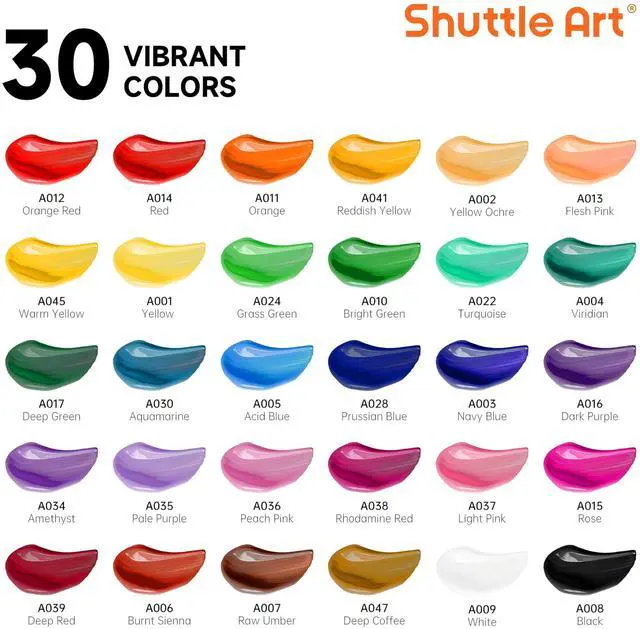 Alt view image 5 of 6 - Shuttle Art Acrylic Paint Set, 30x12ml Tubes, Artist Quality, Nontoxic, Rich Pigments, for Kids & Adults, for Canvas, Wood, Clay, Fabric, Ceramic, Rocks, Crafts