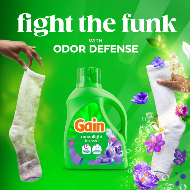 Alt view image 5 of 6 - Gain Liquid Laundry Detergent Odor Defense, Moonlight Breeze Scent, for HE Washing Machines, 132 fl oz, 100 Loads (Packaging May Vary)