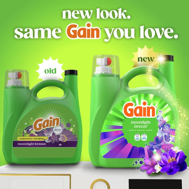 Alt view image 2 of 6 - Gain Liquid Laundry Detergent Odor Defense, Moonlight Breeze Scent, for HE Washing Machines, 132 fl oz, 100 Loads (Packaging May Vary)