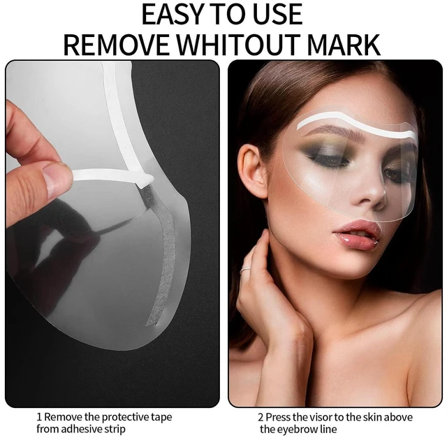 Alt view image 4 of 7 - Xujinsongg 50 Pcs Shower Face Eye Shields Eyebrow Visor Eyelash Extensions Protector Microblading Makeup Face Cover for Salon