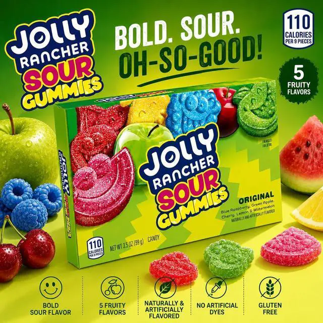 Alt view image 2 of 3 - JOLLY RANCHER Sour Gummies Assorted Fruit Gummy Candy Box, 3.5oz