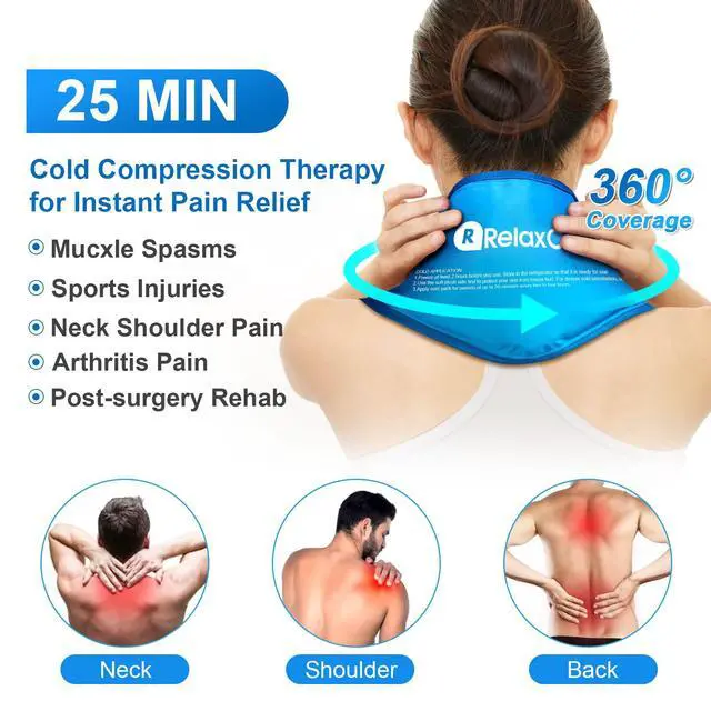 Alt view image 6 of 6 - RelaxCoo Reusable Gel Neck Ice Pack Wrap for Neck Shoulders, Cold Therapy for Pain Relief, Injuries, Swelling, Sprains, Inflammation and Cervical Surgery Recovery