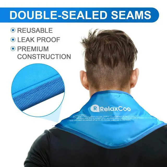 Alt view image 2 of 6 - RelaxCoo Reusable Gel Neck Ice Pack Wrap for Neck Shoulders, Cold Therapy for Pain Relief, Injuries, Swelling, Sprains, Inflammation and Cervical Surgery Recovery
