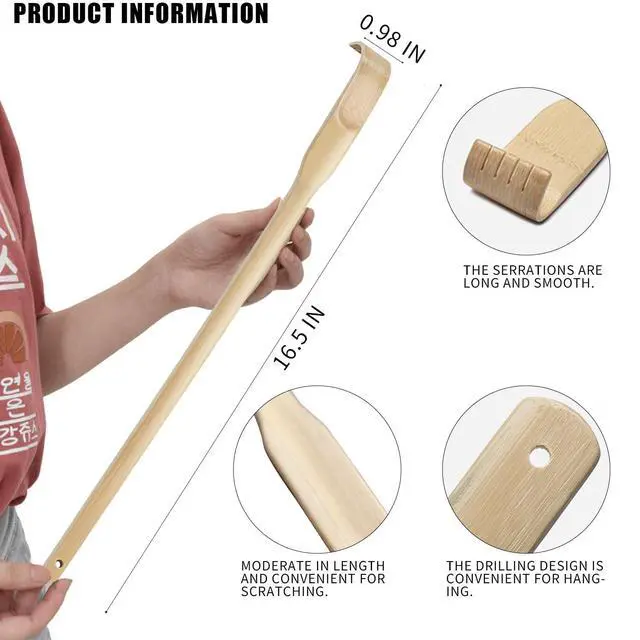 Alt view image 4 of 4 - 3 Pcs Bamboo Back Scratchers, 17 Inch Long Handle, for Adults, Men, Women
