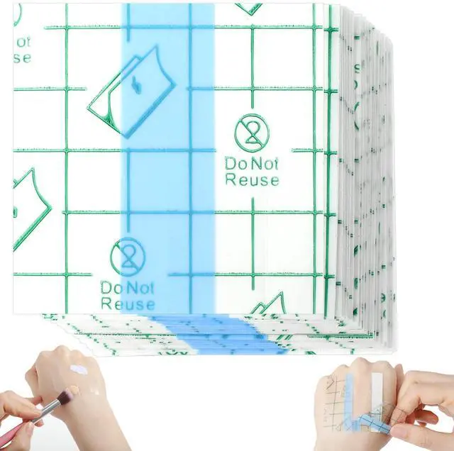 Main image of Qianyu 100 Pieces Disposable Transparent Waterproof Makeup Hand Palette Adhesive Tape for Women and Girls