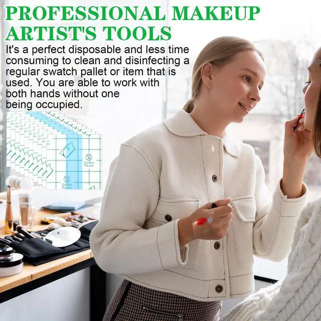 Alt view image 6 of 7 - Qianyu 100 Pieces Disposable Transparent Waterproof Makeup Hand Palette Adhesive Tape for Women and Girls