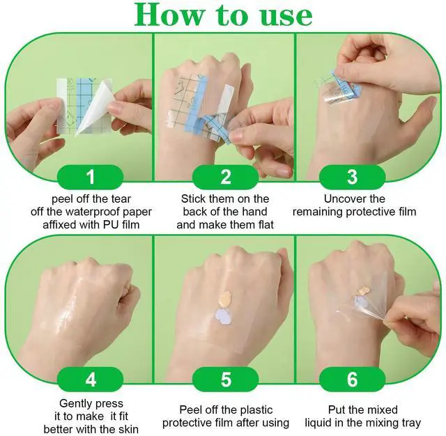 Alt view image 5 of 7 - Qianyu 100 Pieces Disposable Transparent Waterproof Makeup Hand Palette Adhesive Tape for Women and Girls