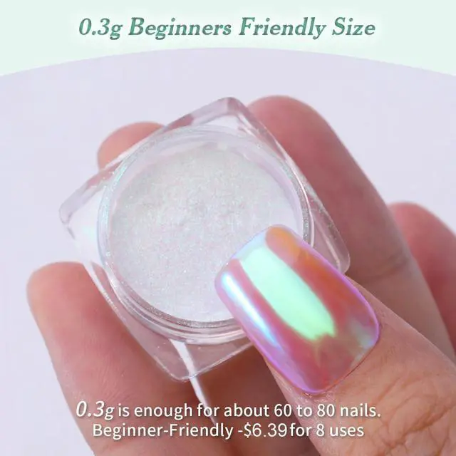 Alt view image 4 of 6 - Pretty Diva 0.3g Mermaid Unicorn Chrome Aurora Iridescent Nail Powder