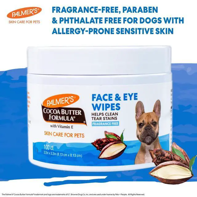 Alt view image 2 of 7 - Palmer's for Pets Dog Face and Eye Wipes, Unscented, 100 Count