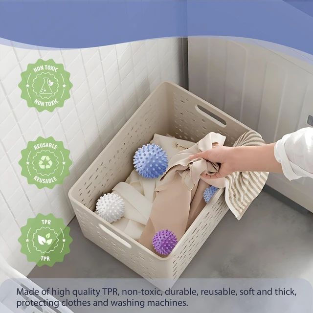 Alt view image 2 of 6 - 6Pcs 2.36 Inch Reusable Dryer Balls for Washer & Dryer, Fabric Softener Alternative, Anti-Wrinkle & Pet Hair Remover