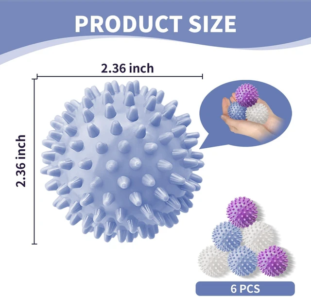 Alt view image 4 of 6 - 6Pcs 2.36 Inch Reusable Dryer Balls for Washer & Dryer, Fabric Softener Alternative, Anti-Wrinkle & Pet Hair Remover