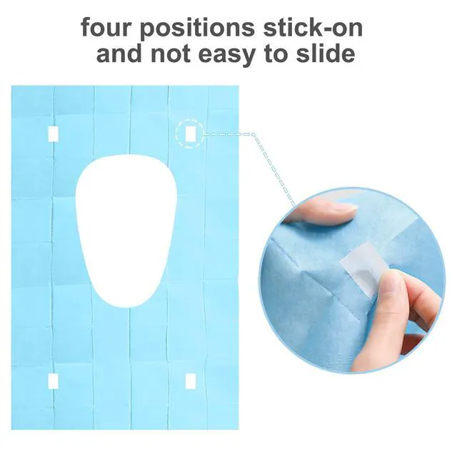 Alt view image 3 of 7 - 20pcs Disposable Toilet Seat Covers Stick-On Non-Slip for Public Toilets Hospital Hotel Portable Travel, Each Wrapped Individually