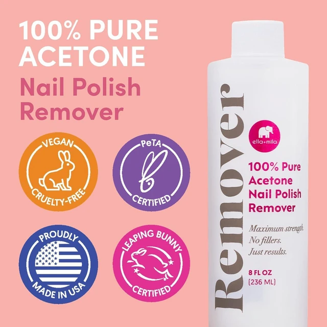 Alt view image 3 of 7 - Ella+Mila 100% Pure Acetone Nail Polish Remover for Acrylic & Gel, 8 fl oz